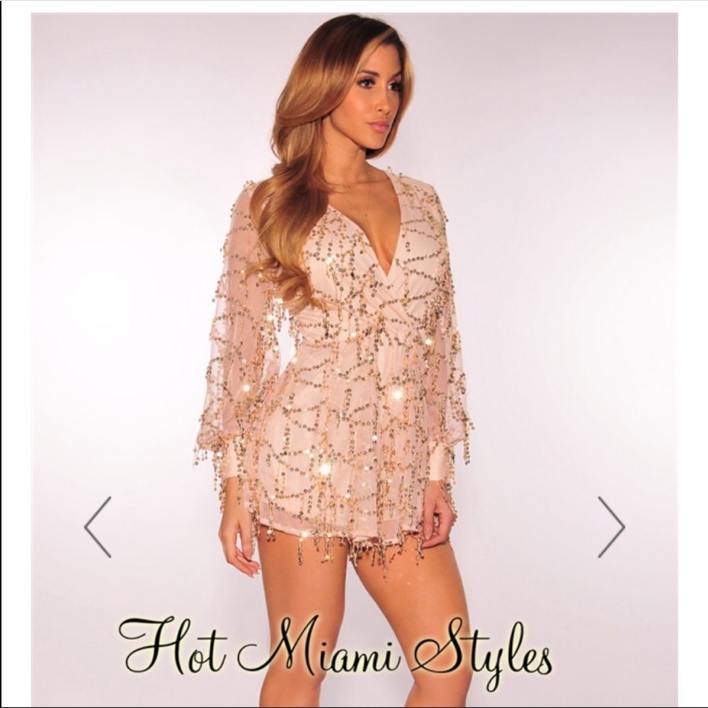 Gold dangling sequin romper